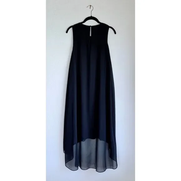 NWOT SAMPLE Kobi Halperin Pixie High-Low Semi-Sheer Georgette Dress in Navy Sz S